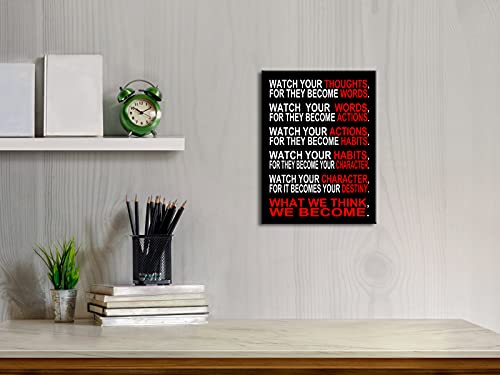 Pyradecor Watch Your Thoughts Motivational Classroom Poster Modern Canvas Prints Wall Art Paintings Ready to Hang for Office Living Room Home Decorations Stretched Pictures Artwork