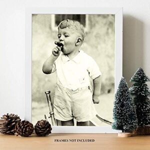 Photo Print of Young Boy Smoking Cigar - 11 x 14 Unframed Print - Unusual Art Prints