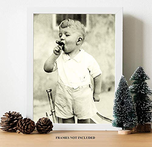 Photo Print of Young Boy Smoking Cigar - 11 x 14 Unframed Print - Unusual Art Prints