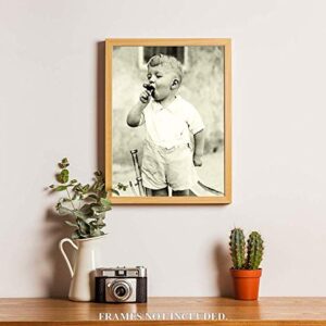 Photo Print of Young Boy Smoking Cigar - 11 x 14 Unframed Print - Unusual Art Prints