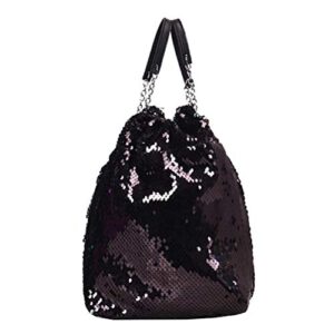 fenical crossbody bucket bag sequin mermaid handbag flippy tote bag with chain strap for women lady girl – black