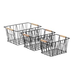 amazon basics wire storage baskets – set of 3, black