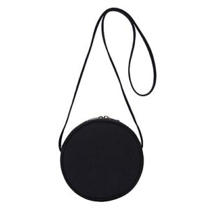 yonben small canvas round crossbody wallet, fashion crossbody purse bag (black)