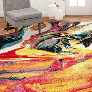 home dynamix splash avant area rug 7’10″x10’2, abstract white/pink/yellow/blue