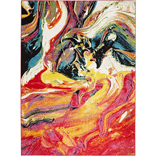 Home Dynamix Splash Avant Area Rug 7'10"x10'2, Abstract White/Pink/Yellow/Blue