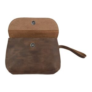 Hide & Drink, Chic Clutch Bag Handmade from Full Grain Leather, Wrist Wallet for Cards, Phone, Cables, Make Up and Money :: Bourbon Brown