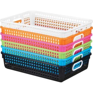 really good stuff-666013 plastic desktop paper storage baskets for classroom or home use – plastic mesh baskets in fun neon colors – 14.25” x 10” – (set of 6)