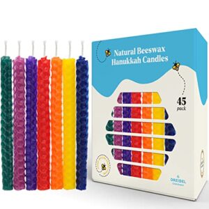 the dreidel company hanukkah candles natural honeycomb beeswax – multi-color – 4.5″