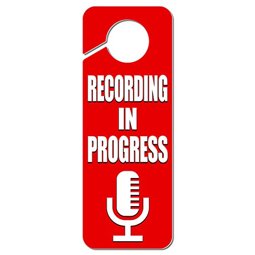 GRAPHICS & MORE Recording in Progress Microphone Plastic Door Knob Hanger Sign