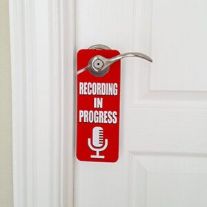 GRAPHICS & MORE Recording in Progress Microphone Plastic Door Knob Hanger Sign