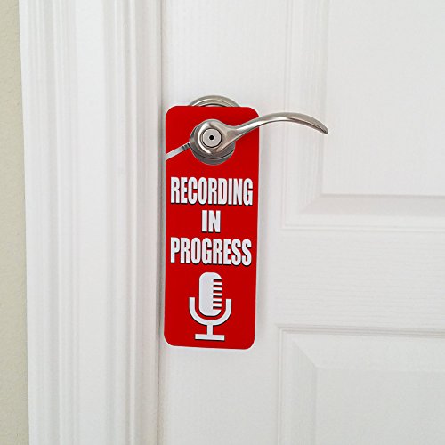 GRAPHICS & MORE Recording in Progress Microphone Plastic Door Knob Hanger Sign