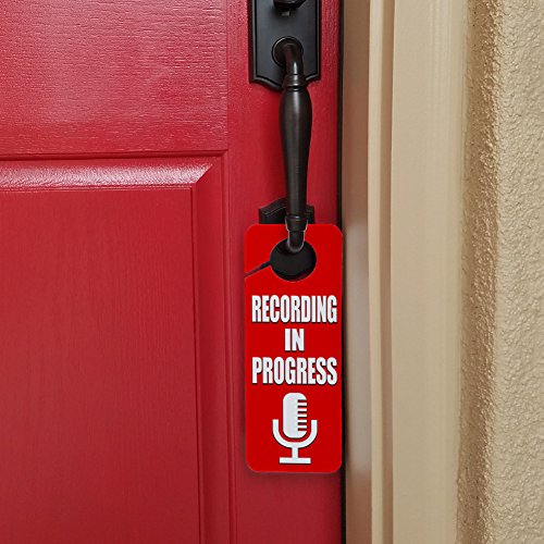 GRAPHICS & MORE Recording in Progress Microphone Plastic Door Knob Hanger Sign