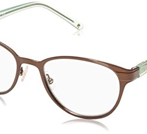 Kate Spade New York Women's Ebba Oval Reading Glasses, Brown Mint 2.0/Clear Prescription, 50 mm + 2