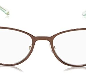 Kate Spade New York Women's Ebba Oval Reading Glasses, Brown Mint 2.0/Clear Prescription, 50 mm + 2
