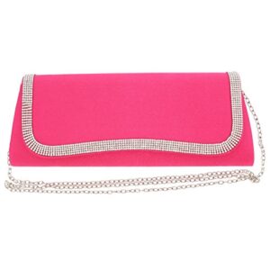 Fuschia Rhinestone Edge Satin Evening Bag