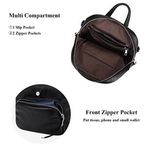 ALTOSY Mini Genuine Leather Backpack for Women Convertible Backpack Purse Shoulder Handbag Crossbody Bag 4 in 1 to Carry (S54 Black)