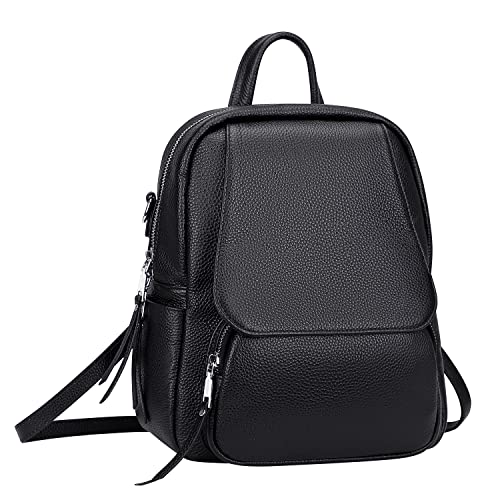 ALTOSY Mini Genuine Leather Backpack for Women Convertible Backpack Purse Shoulder Handbag Crossbody Bag 4 in 1 to Carry (S54 Black)