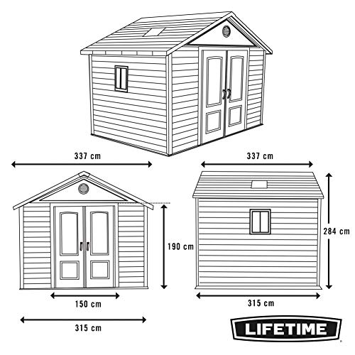 Lifetime 6433 Outdoor Storage Shed with Windows, 11 by 11 Feet