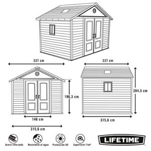 Lifetime 6433 Outdoor Storage Shed with Windows, 11 by 11 Feet