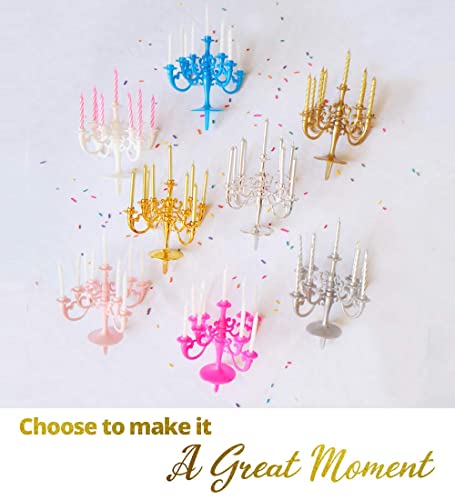 Luxury Candelabra Birthday Candles, Special Cake Candles, Party and Event Unique Candle, Cake Topper with 9 Candles, Cake Candle Holders, Cake Decorations, Romantic Propose Candles (Metallic Gold)