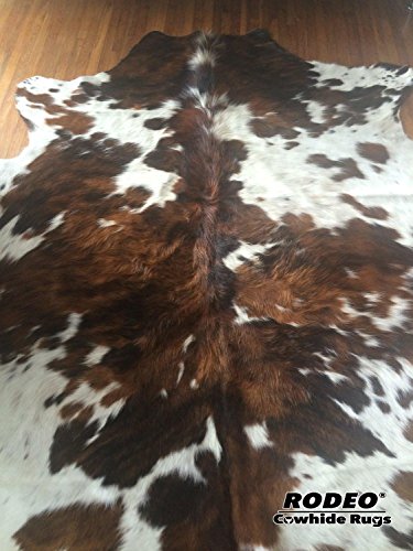 RODEO Tricolor Cow Hide Cow Skins Hair on Leather Rug Size Large TR 5x7