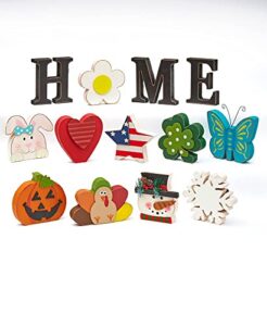 the lakeside collection decorative tabletop home letter sign with seasonal icons – 13 pieces