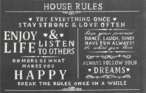 chesapeake paris printed cotton house rules typography accent rug (24”x36”)