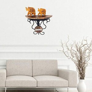 Desi Karigar Beautiful Wood & Wrought Iron Small Wall Bracket/Wall Shelves