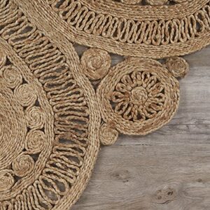 LR Resources Jute LR12029-NAT40RD Natural Round X 4 ft Indoor Area Rug, 4' x 4'