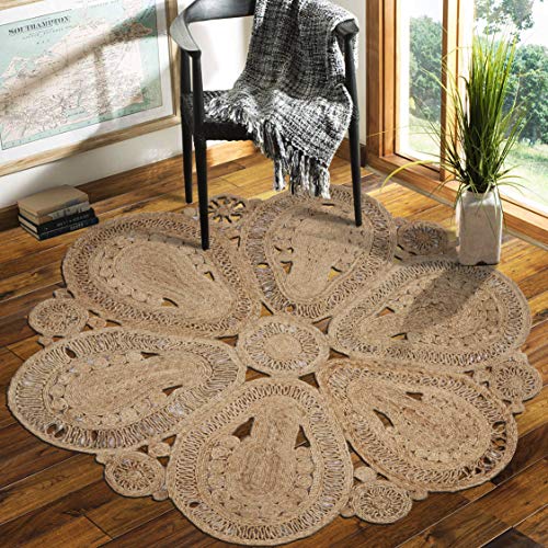 LR Resources Jute LR12029-NAT40RD Natural Round X 4 ft Indoor Area Rug, 4' x 4'