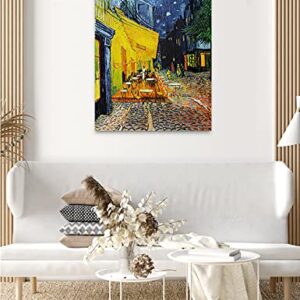 DECORARTS - Cafe Terrace At Night, Vincent Van Gogh Art Reproduction. Giclee Canvas Prints Wall Art for Home Decor 30x24