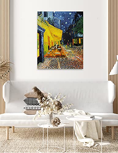 DECORARTS - Cafe Terrace At Night, Vincent Van Gogh Art Reproduction. Giclee Canvas Prints Wall Art for Home Decor 30x24