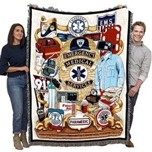 Pure Country Weavers EMS - First Responders Blanket - Gift Tapestry Throw Woven from Cotton - Made in The USA (72x54)