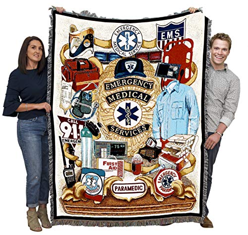 Pure Country Weavers EMS - First Responders Blanket - Gift Tapestry Throw Woven from Cotton - Made in The USA (72x54)