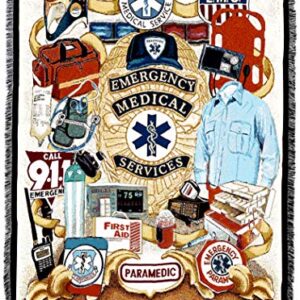 Pure Country Weavers EMS - First Responders Blanket - Gift Tapestry Throw Woven from Cotton - Made in The USA (72x54)