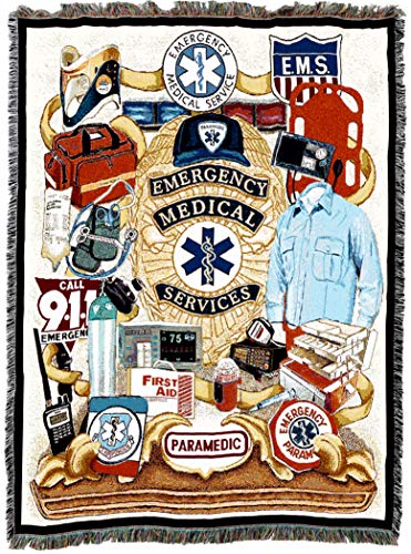 Pure Country Weavers EMS - First Responders Blanket - Gift Tapestry Throw Woven from Cotton - Made in The USA (72x54)