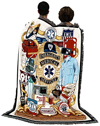 Pure Country Weavers EMS - First Responders Blanket - Gift Tapestry Throw Woven from Cotton - Made in The USA (72x54)