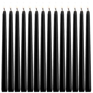 yihang black taper candles – set of 14 dripless candles – 10 inch tall, 3/4 inch thick – 7.5 hour clean burning
