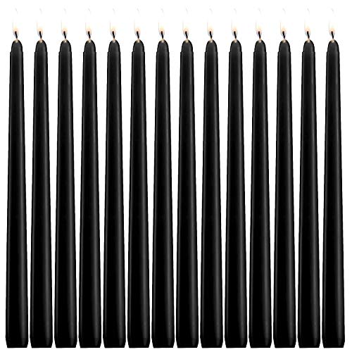 YIHANG Black Taper Candles - Set of 14 Dripless Candles - 10 inch Tall, 3/4 inch Thick - 7.5 Hour Clean Burning