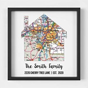 New Home Gift Housewarming Gift Map Art Gift Family Established Sign Last Name Art Family Art Framed Art Gift for New Home Realtor Gift