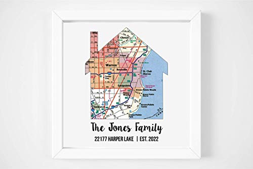 New Home Gift Housewarming Gift Map Art Gift Family Established Sign Last Name Art Family Art Framed Art Gift for New Home Realtor Gift