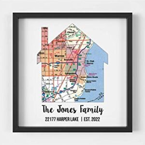 New Home Gift Housewarming Gift Map Art Gift Family Established Sign Last Name Art Family Art Framed Art Gift for New Home Realtor Gift