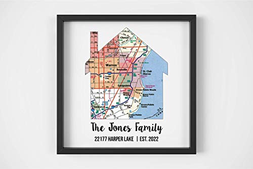 New Home Gift Housewarming Gift Map Art Gift Family Established Sign Last Name Art Family Art Framed Art Gift for New Home Realtor Gift