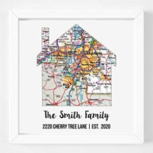 New Home Gift Housewarming Gift Map Art Gift Family Established Sign Last Name Art Family Art Framed Art Gift for New Home Realtor Gift