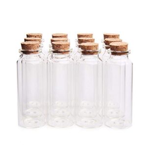 danmu 12pcs 40ml 1.18″ x 3.14″ mini glass bottles, mini bottles, mini vials, jars with wood cork stoppers, tiny vials, wish bottles, message bottles for wedding favors, baby shower favors, diy craft