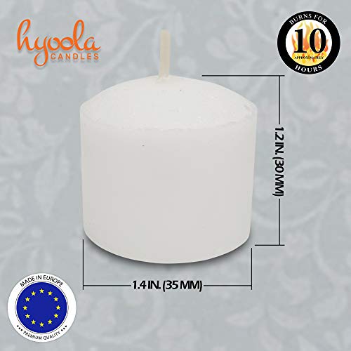 Hyoola Votive Candles - 10 Hour Burn Time - Unscented Candles Votives Bulk - Pack of 50 White Candles - European Made