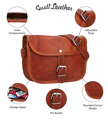 Gusti Shoulder Bag Leather - Mary M. Handbag Purse Crossbody Bag Satchel for Women in Vintage Brown