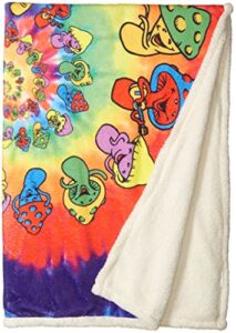 liquid blue mens spiral shrooms hippy tie dye warm coral fleece throw blanket, multicolor, 50 x 60 us