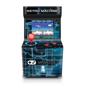 my arcade retro machine playable mini arcade: 200 retro style games built in, 5.75 inch tall, powered by aa batteries, 2.5 inch color display, speaker, volume control