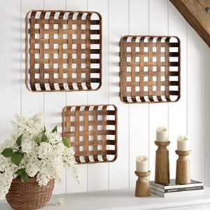 barnyard designs tobacco baskets rustic vintage farmhouse nesting trays, set of 3